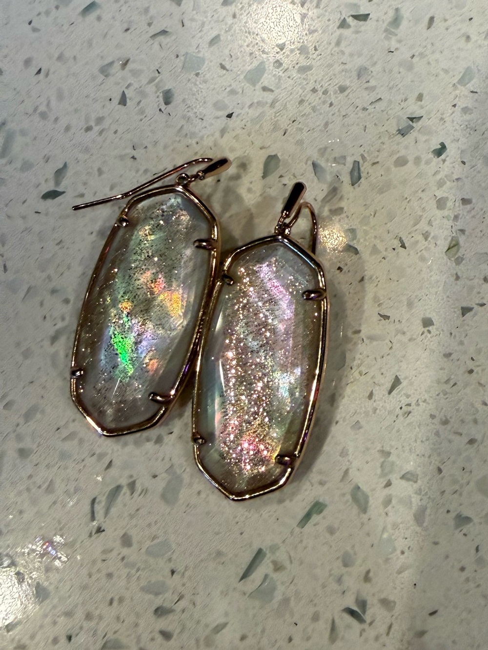 Kendra Scott Iridescent Glass Drop Earrings in Rose Gold